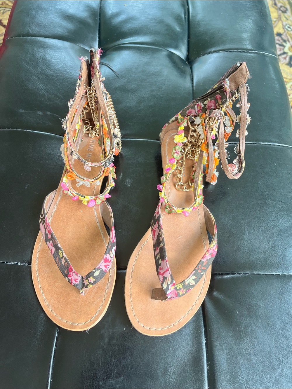 Nine West Floral Gladiator Sandals Size 6.5